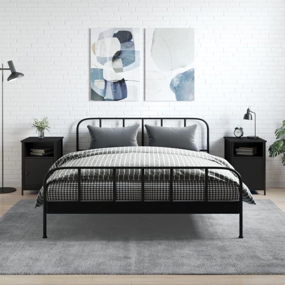 Mesitas de noche 2 uds madera contrachapada negro 40x42x60