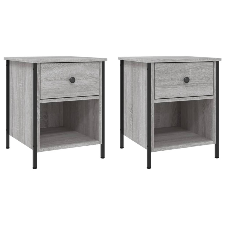 Mesita de noche 2 uds madera ingeniería gris Sonoma 40x42x50