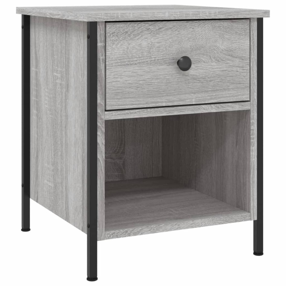Mesita de noche 2 uds madera ingeniería gris Sonoma 40x42x50