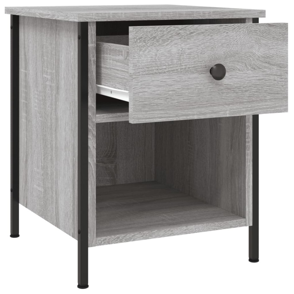 Mesita de noche 2 uds madera ingeniería gris Sonoma 40x42x50