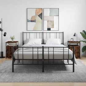 Mesitas noche 2 uds madera contrachapada roble humo 40x42x60