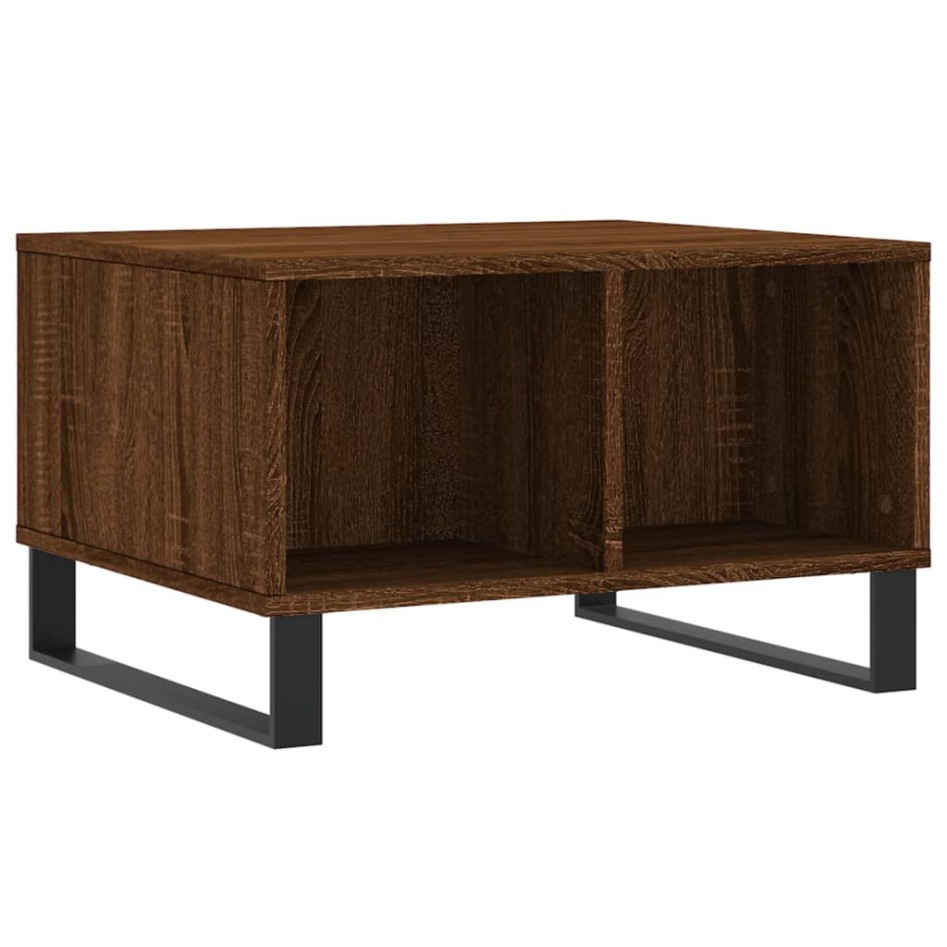 Mesa de centro madera contrachapada marrón roble 60x50x36,5