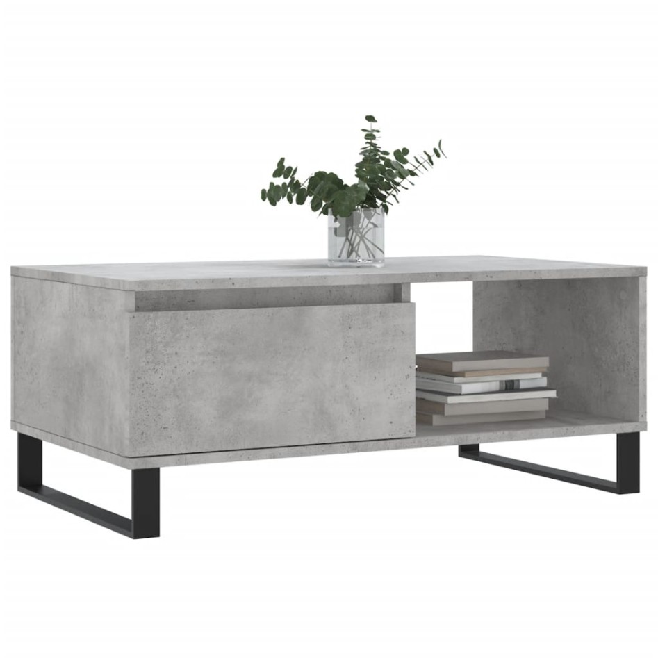Mesa de centro madera contrachapada gris hormigón 90x50x36,5