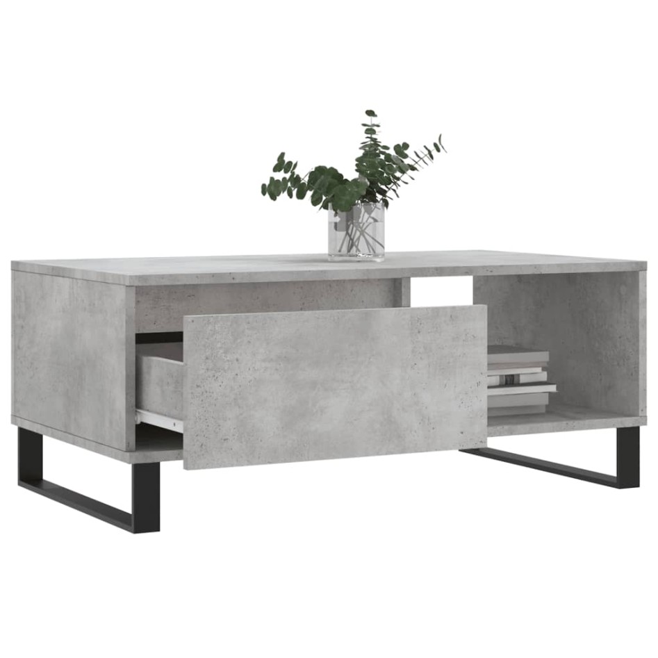 Mesa de centro madera contrachapada gris hormigón 90x50x36,5
