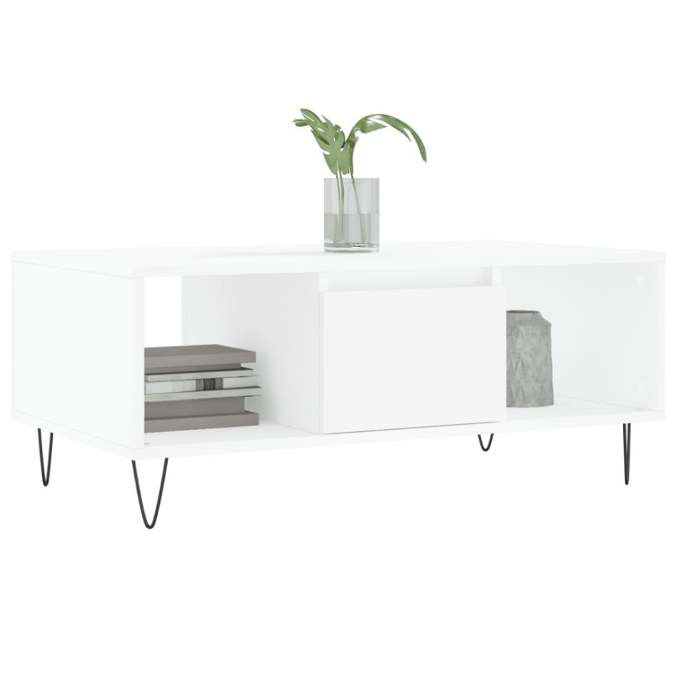 Mesa de centro madera contrachapada blanco 90x50x36,5