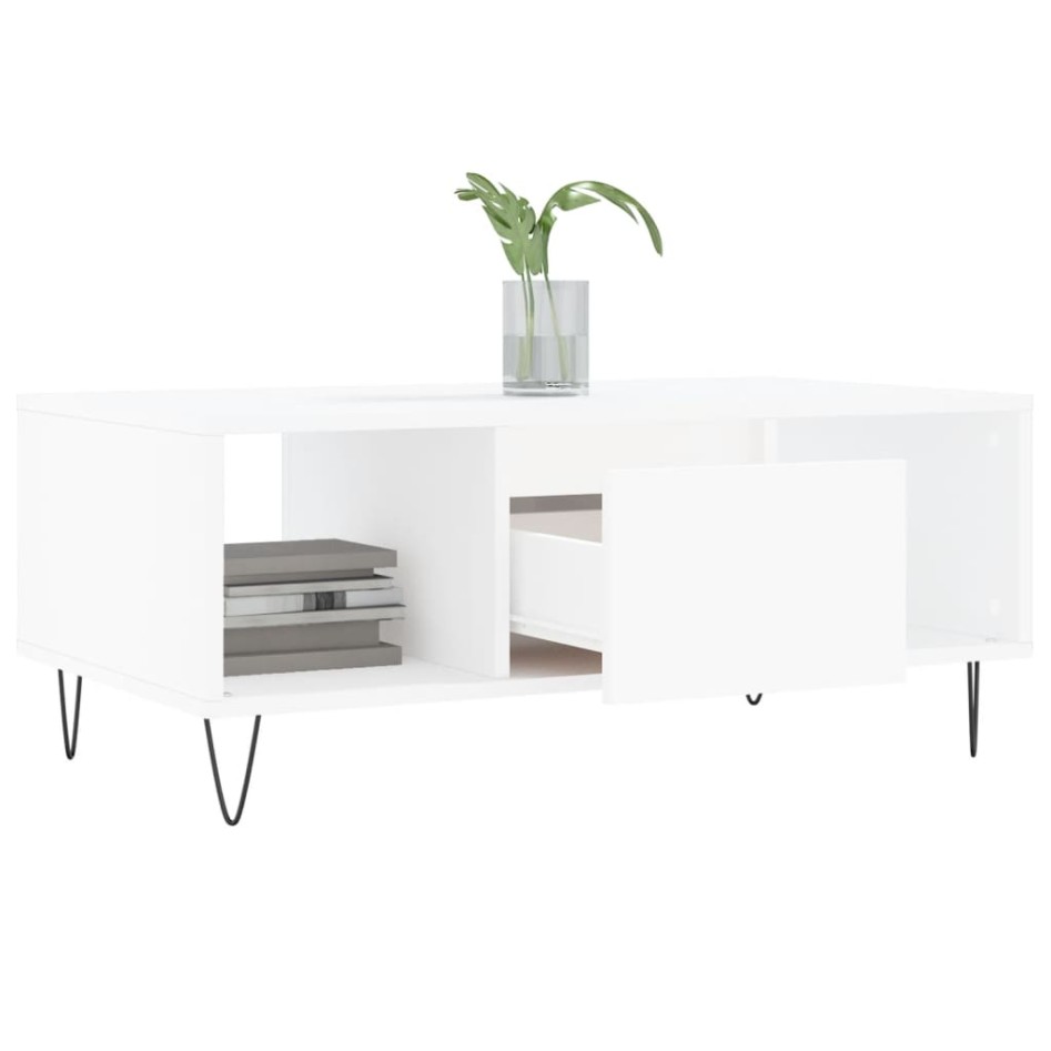 Mesa de centro madera contrachapada blanco 90x50x36,5