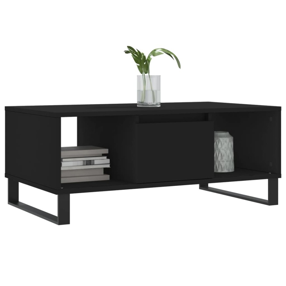 Mesa de centro madera contrachapada negro 90x50x36,5