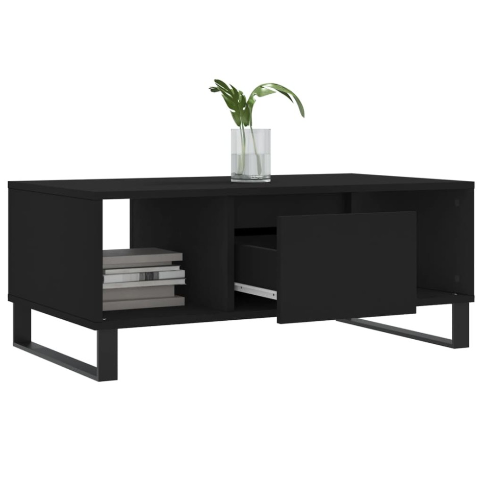 Mesa de centro madera contrachapada negro 90x50x36,5