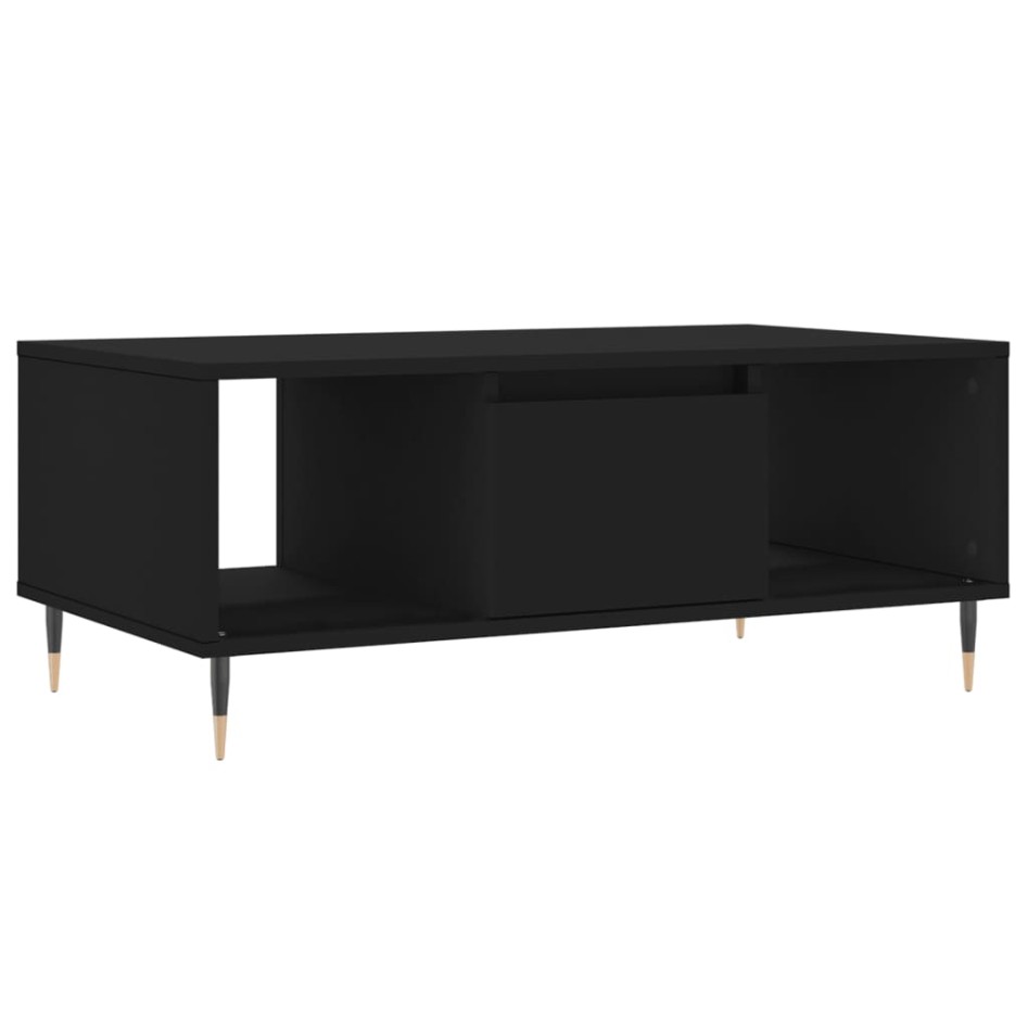 Mesa de centro madera contrachapada negro 90x50x36,5