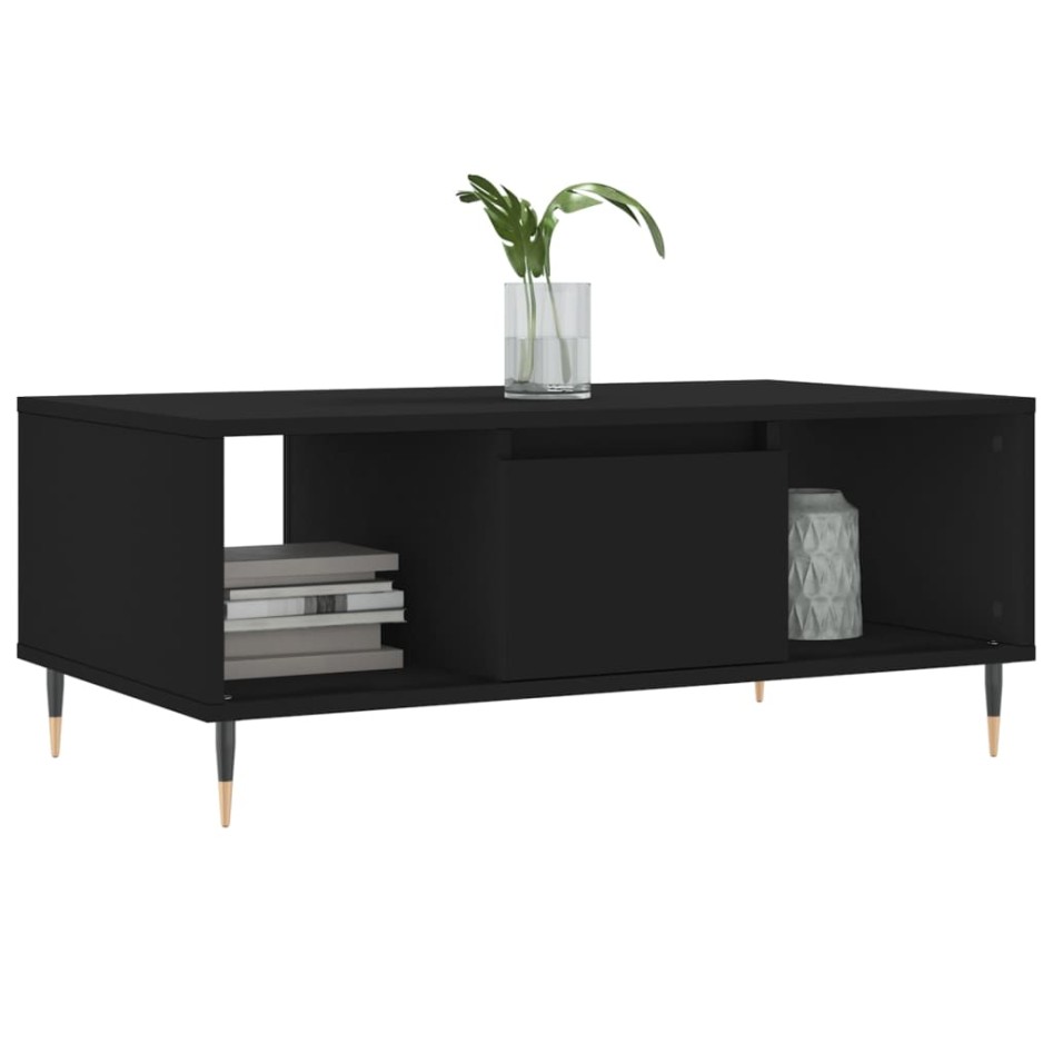 Mesa de centro madera contrachapada negro 90x50x36,5