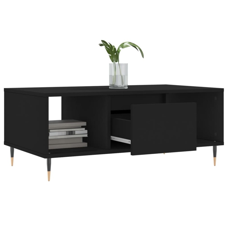 Mesa de centro madera contrachapada negro 90x50x36,5