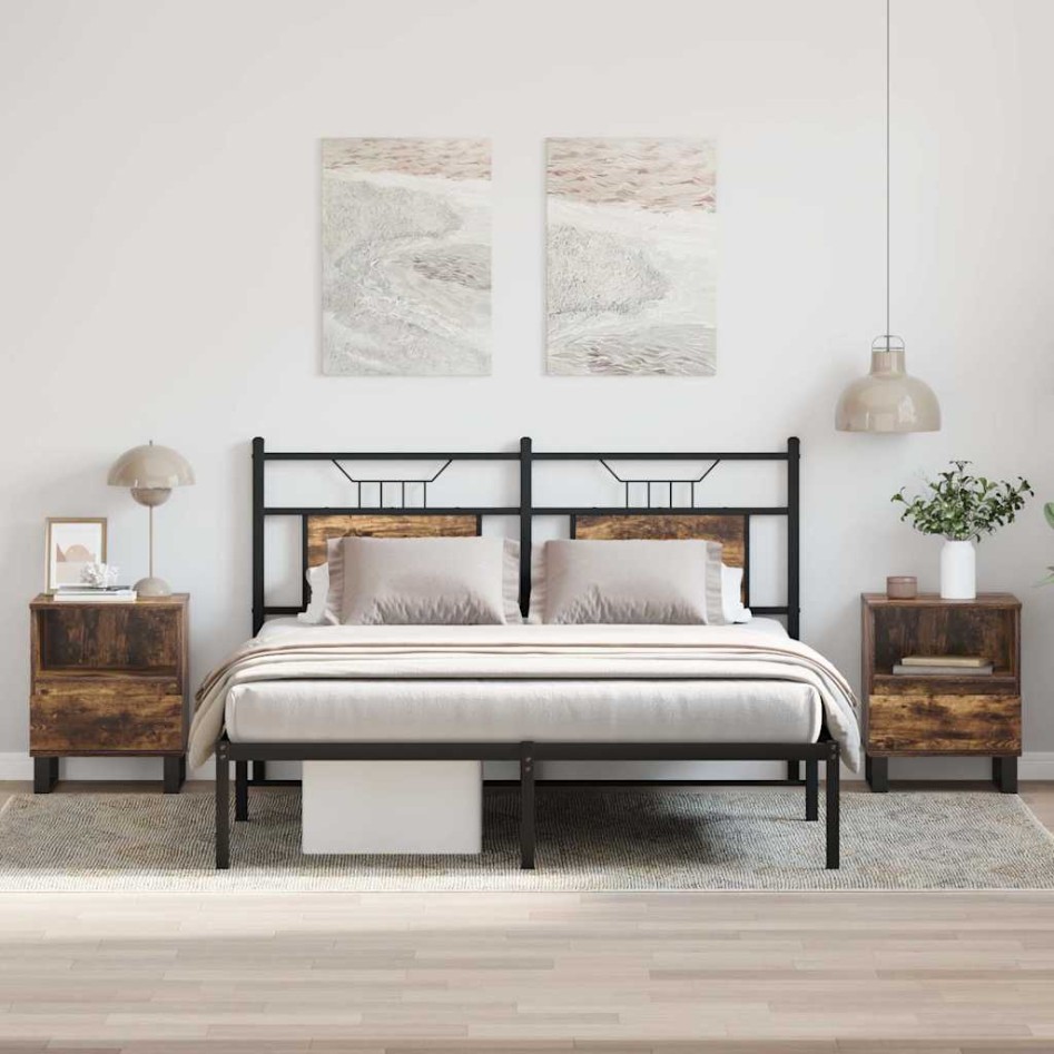 Mesitas noche 2 uds madera ingeniería roble ahumado 40x35x50