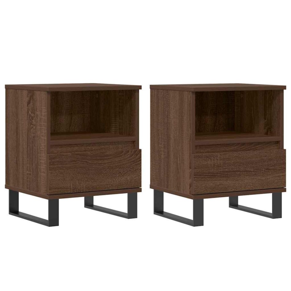 Mesitas noche 2 uds madera ingeniería marrón roble 40x35x50