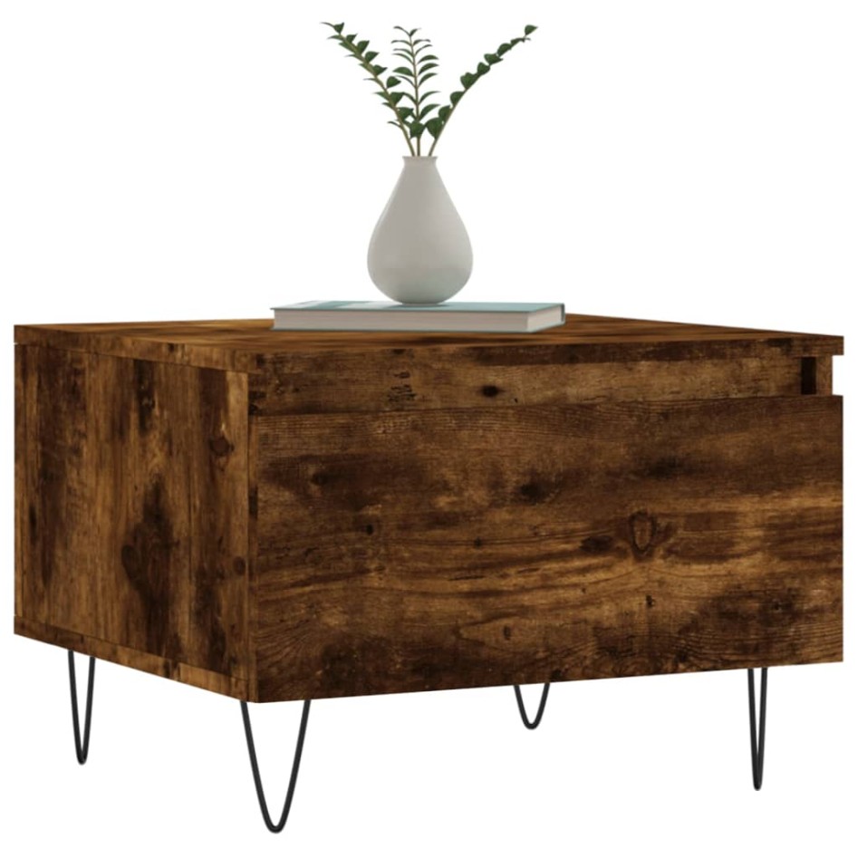 Mesas centro 2 uds madera ingeniería roble ahumado 50x46x35