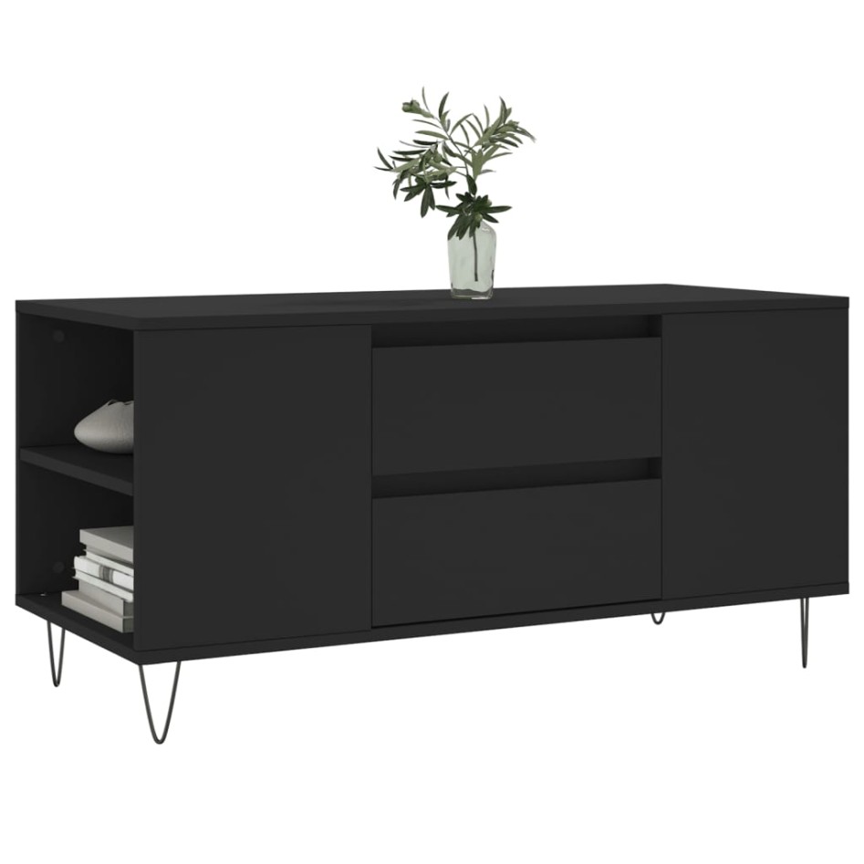 Mesa de centro madera de ingeniería negro 102x44,5x50