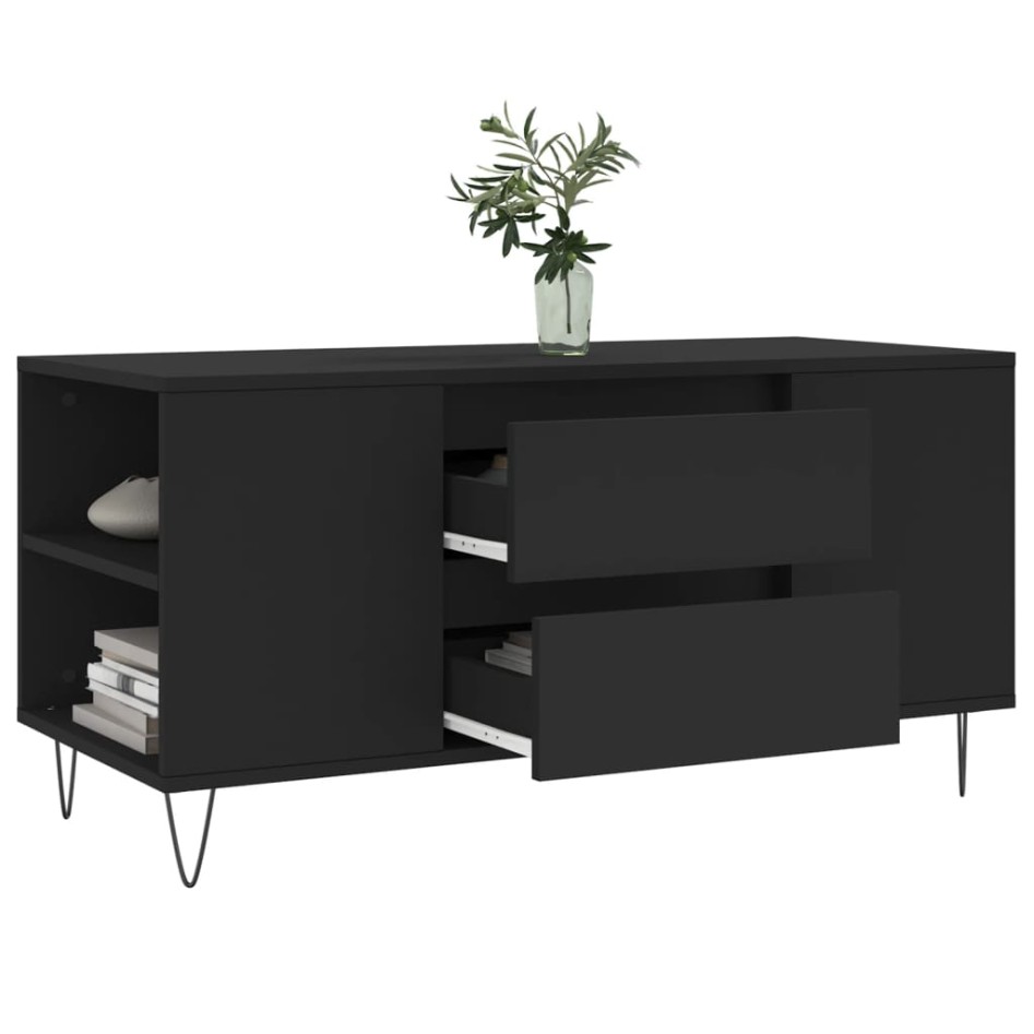 Mesa de centro madera de ingeniería negro 102x44,5x50