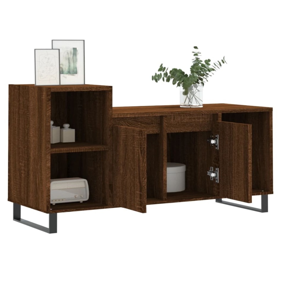 Mueble para TV madera contrachapada marrón roble 100x35x55