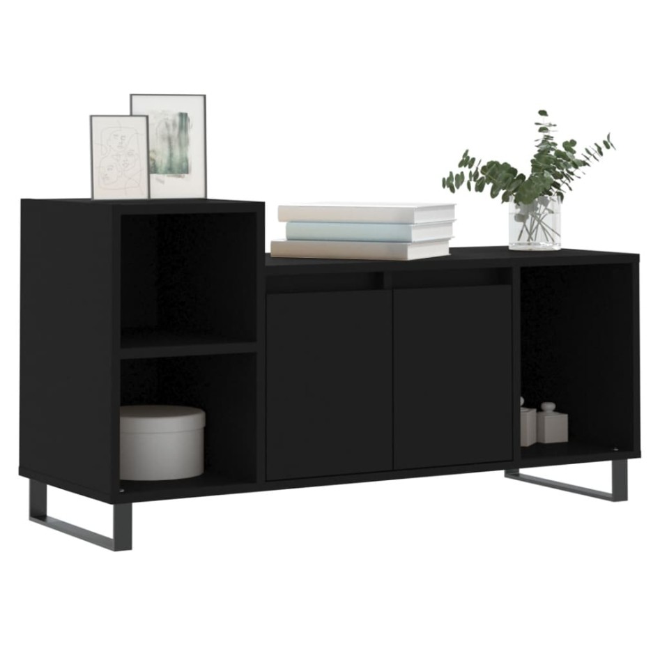 Mueble para TV madera contrachapada negro 100x35x55