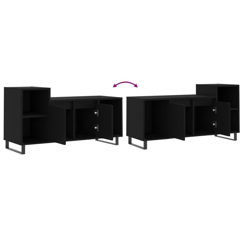 Mueble para TV madera contrachapada negro 100x35x55