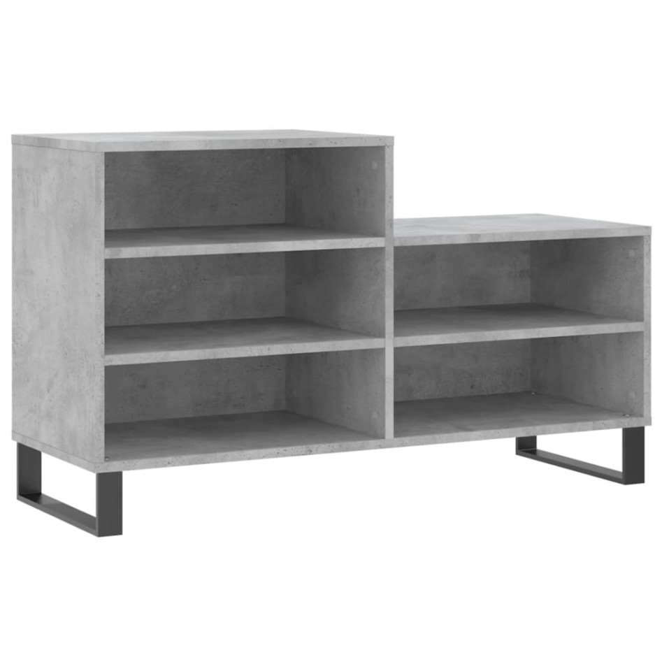 Mueble zapatero madera contrachapada gris hormigón 102x36x60
