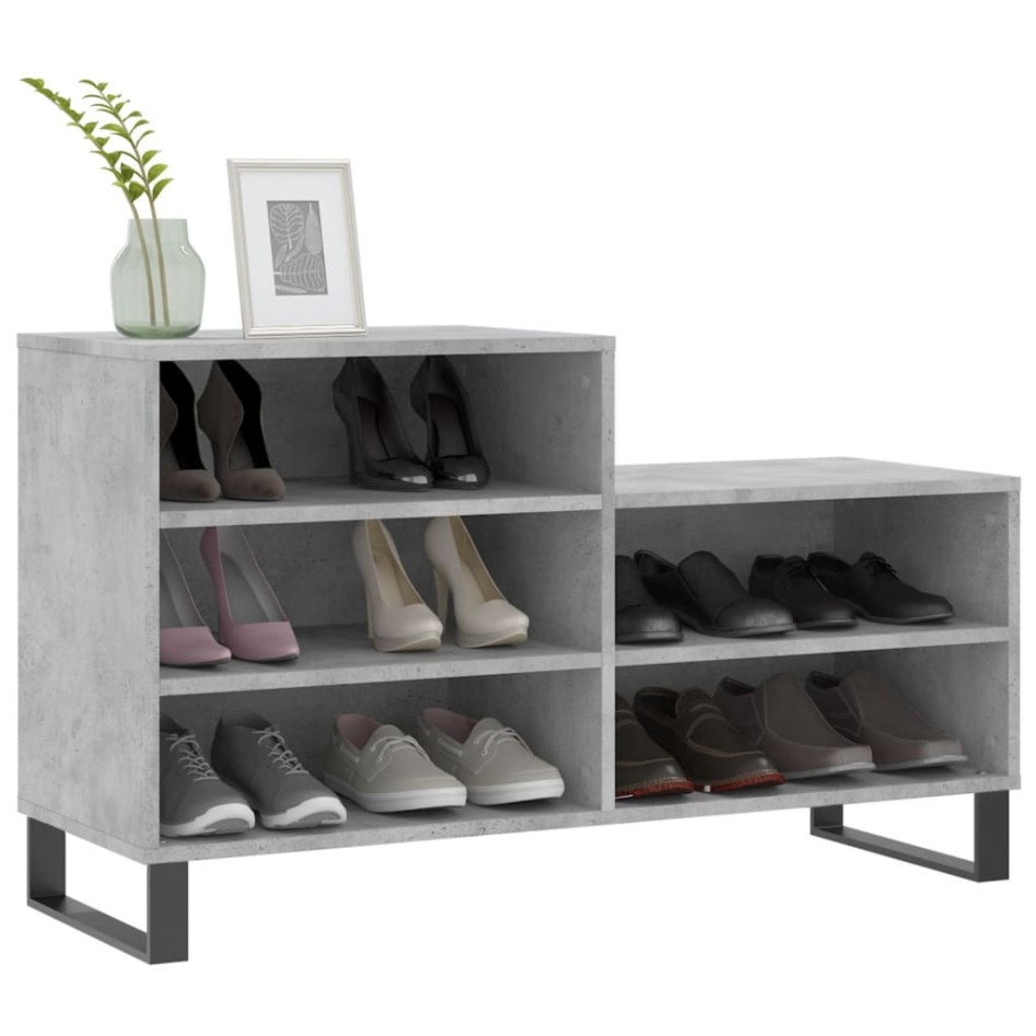 Mueble zapatero madera contrachapada gris hormigón 102x36x60