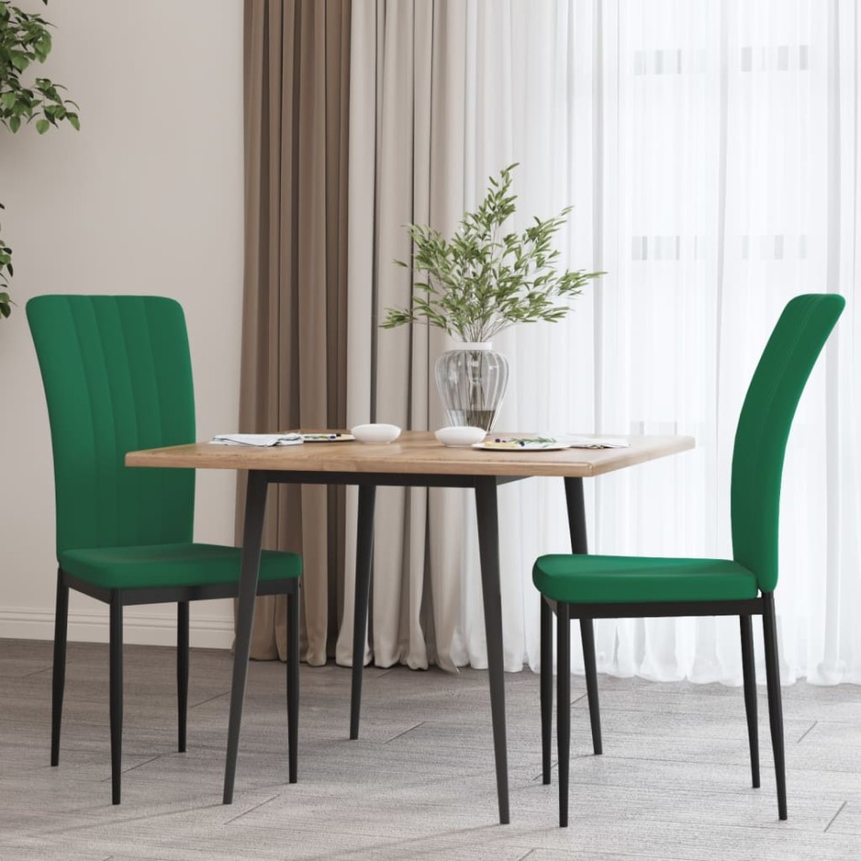 Sillas de comedor 2 unidades terciopelo verde