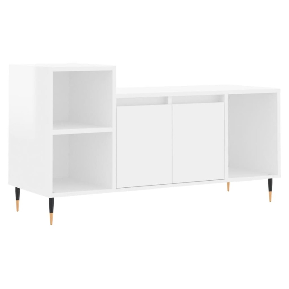 Mueble de TV madera contrachapada blanco brillo 100x35x55