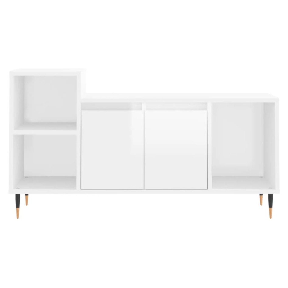 Mueble de TV madera contrachapada blanco brillo 100x35x55