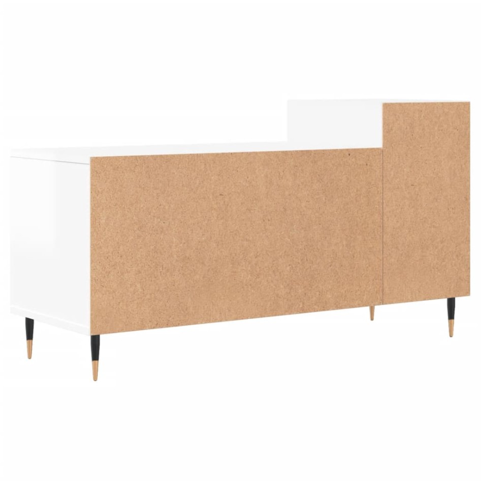 Mueble de TV madera contrachapada blanco brillo 100x35x55