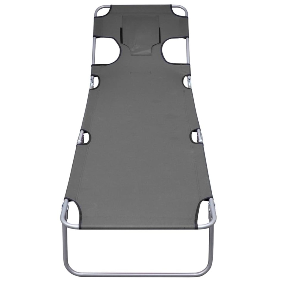 Tumbona plegable con cojín de cabeza y respaldo ajustable