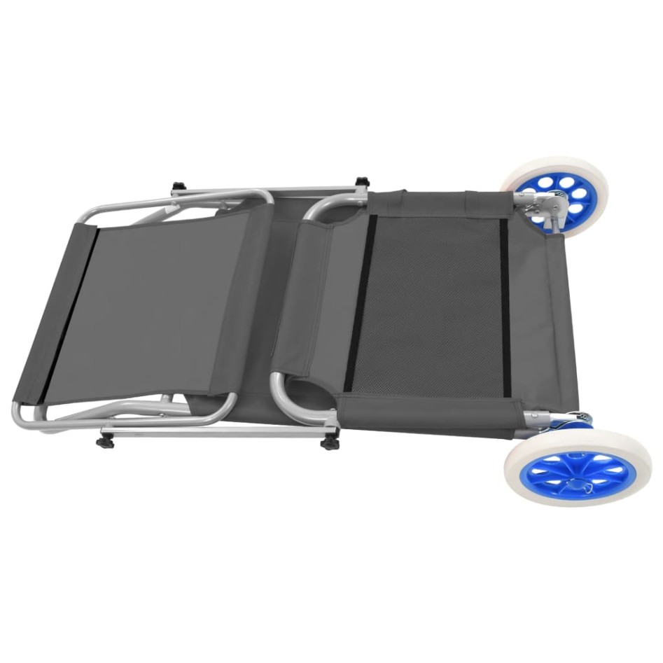 Tumbona plegable con toldo y ruedas acero