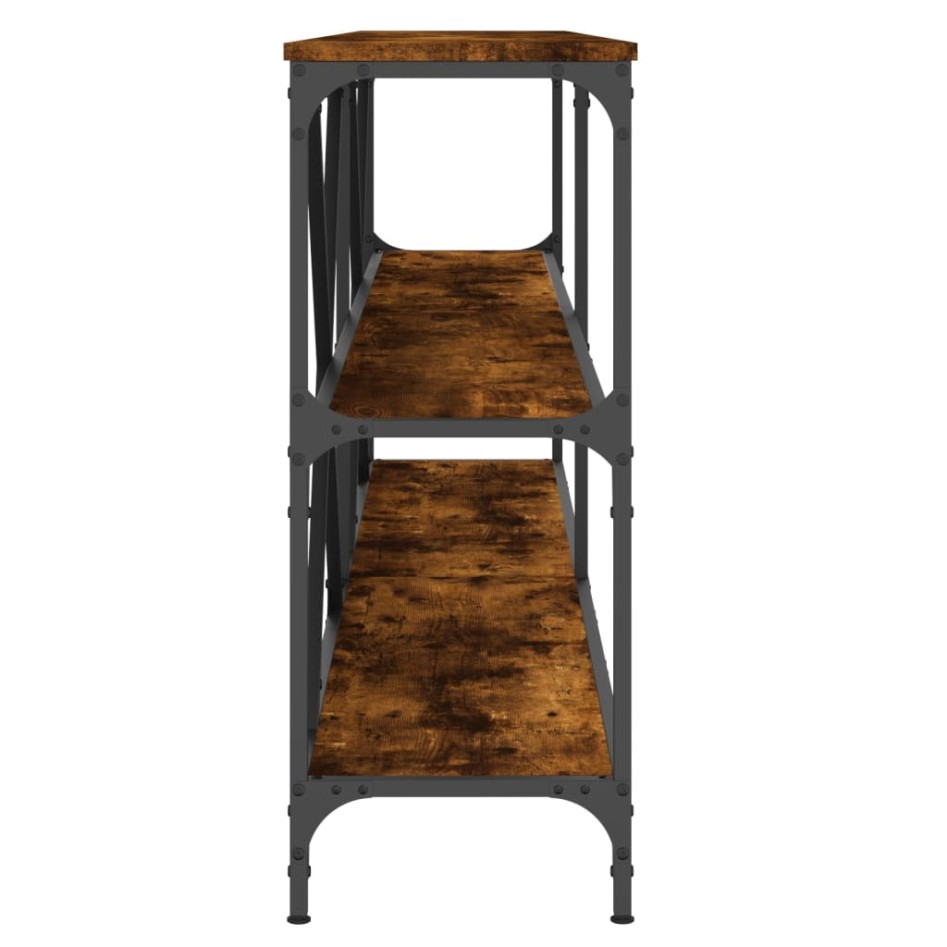 Mesa consola hierro madera ingeniería roble ahumado