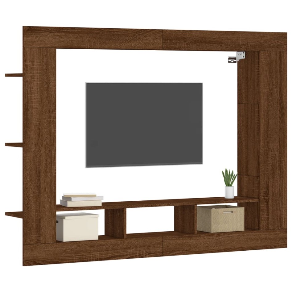 Mueble para TV madera de ingeniería roble marrón 152x22x113