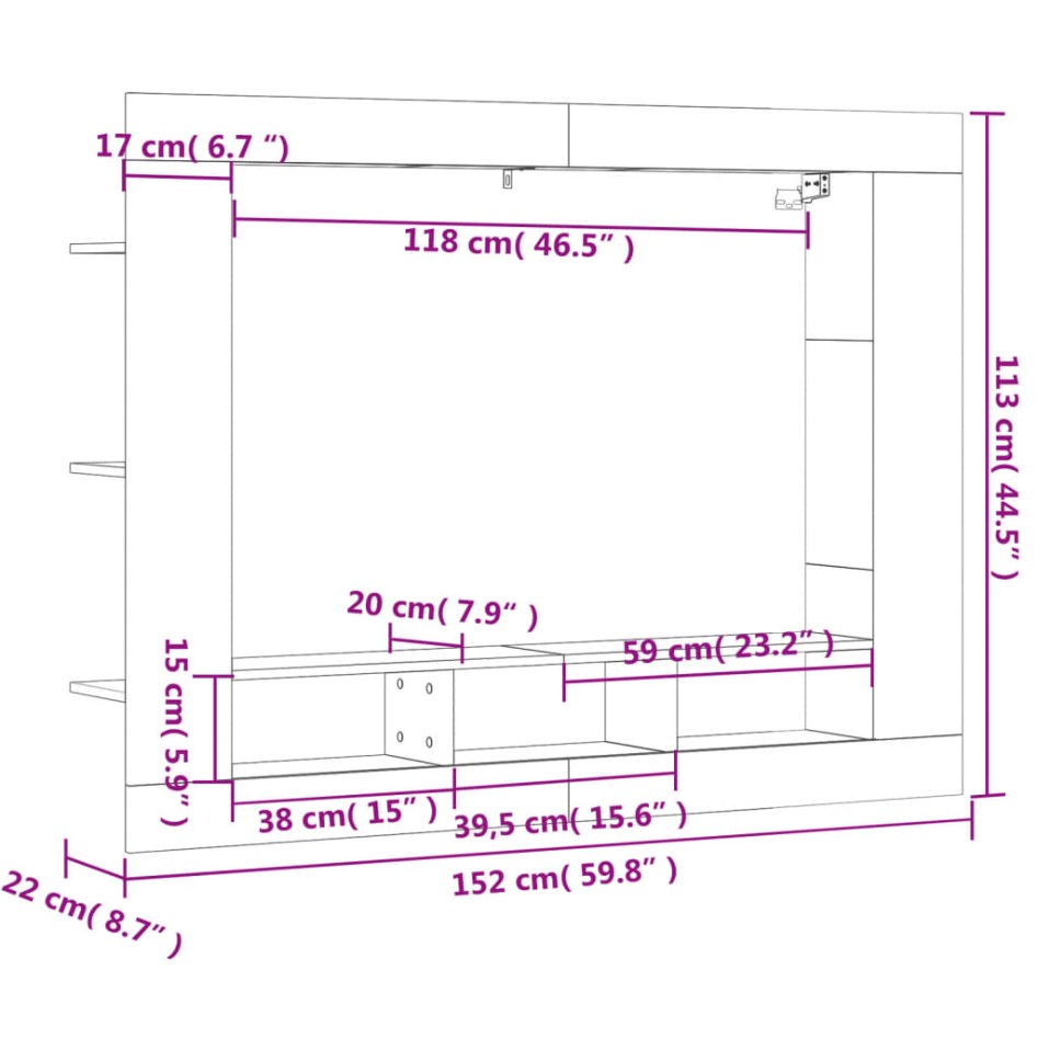 Mueble para TV madera de ingeniería roble marrón 152x22x113