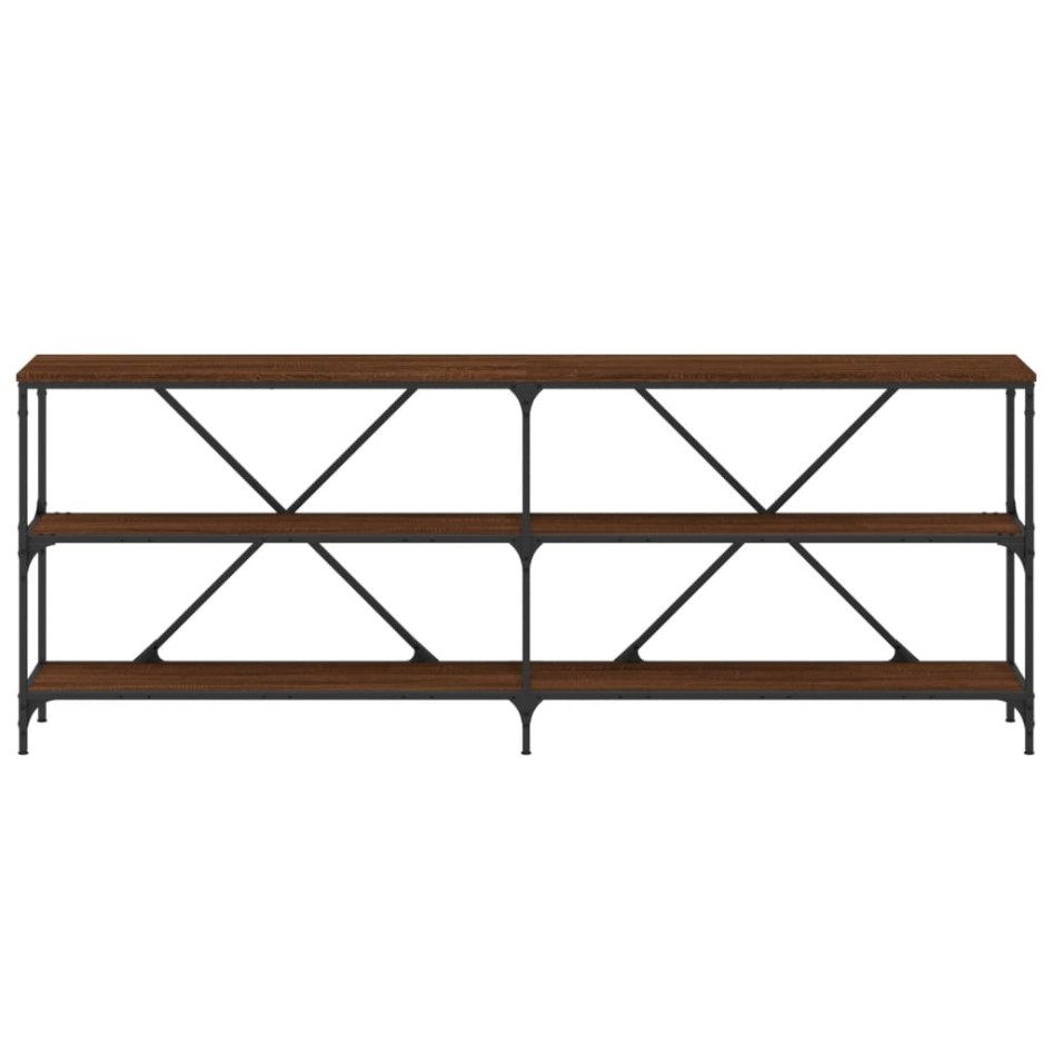 Mesa consola hierro madera ingeniería roble marrón 200x30x75
