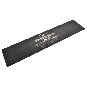 Alfombra de cocina lavable terciopelo negro 60x300