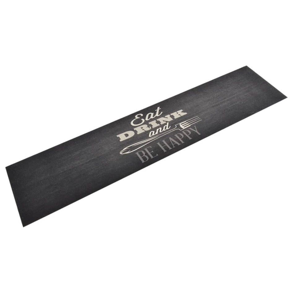 Alfombra de cocina lavable terciopelo negro 60x300