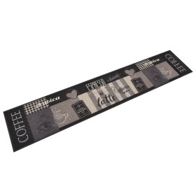 Alfombra de cocina lavable terciopelo negro café 60x300