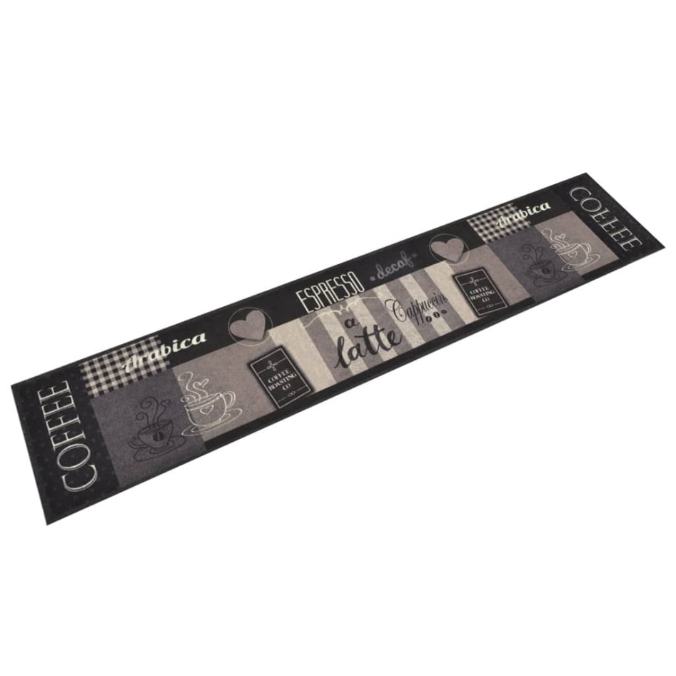 Alfombra de cocina lavable terciopelo negro café 60x300