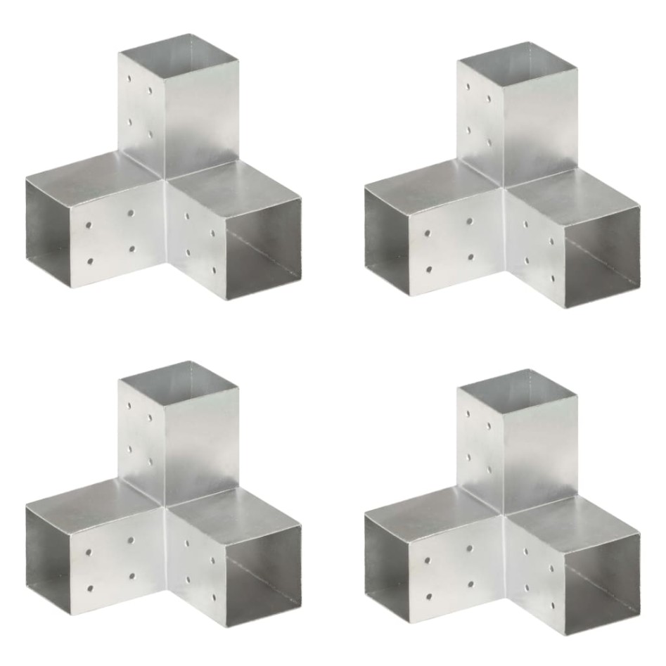 Conectores de postes en Y 4 uds metal galvanizado 81x81