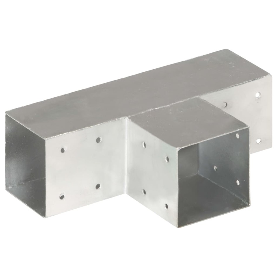 Conectores de postes en T 4 uds metal galvanizado 91x91
