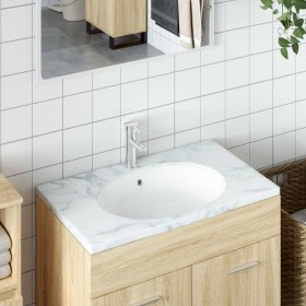 Lavabo de baño ovalado cerámica blanco 49x40,5x21