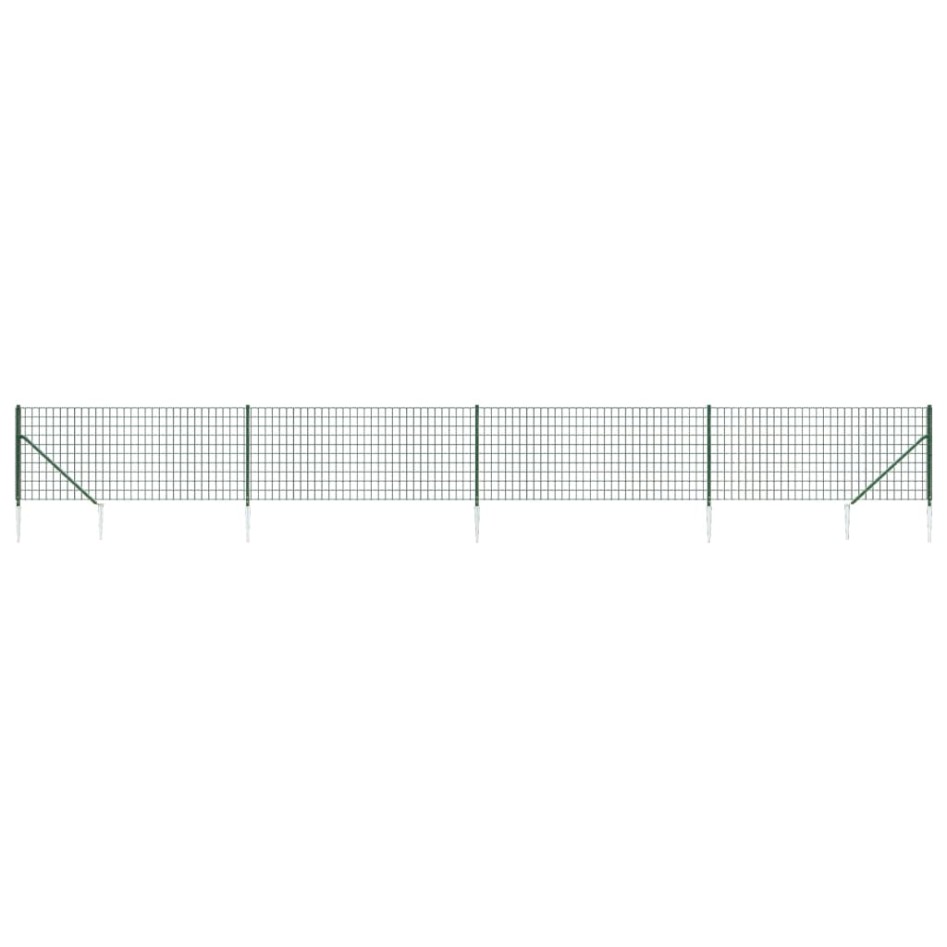 Cerca de alambre con pinchos de anclaje verde 0,8x10