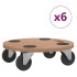 Soportes con ruedas 6 uds madera de ingeniería