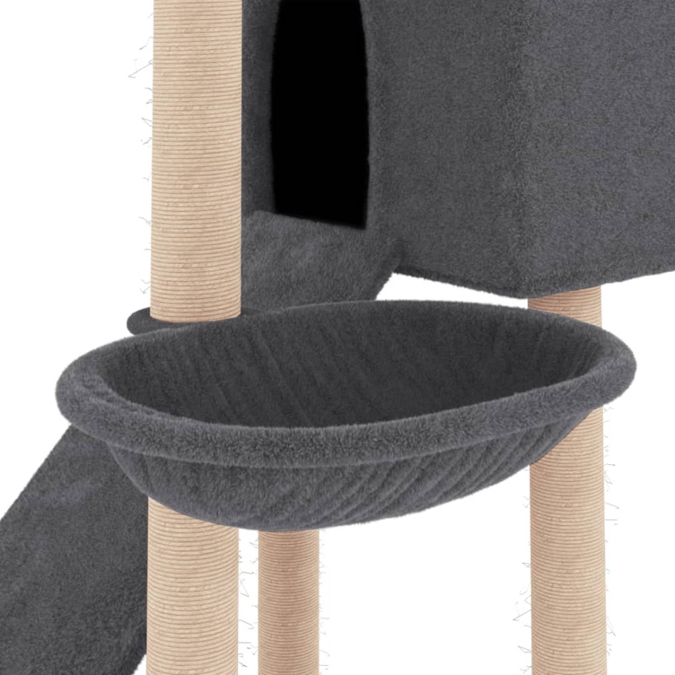 Rascador para gatos con postes de sisal gris oscuro 153