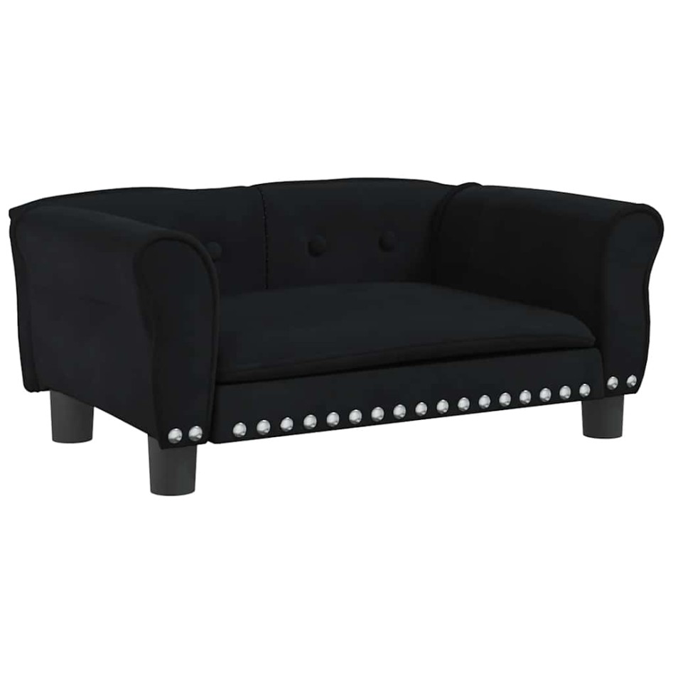 Cama para perros de terciopelo negra 70x45x30