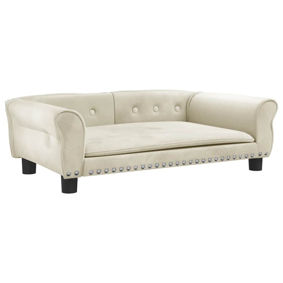 Cama para perros de terciopelo crema 95x55x30