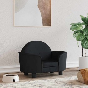 Cama para perros de terciopelo negra 66x40x45