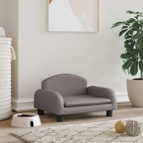 Cama para perros de cuero sintético gris 50x40x30