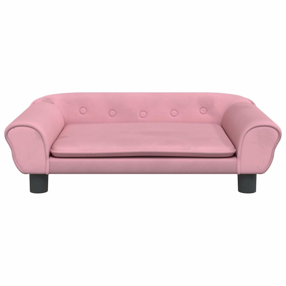 Cama para perros de terciopelo rosa 70x48x22